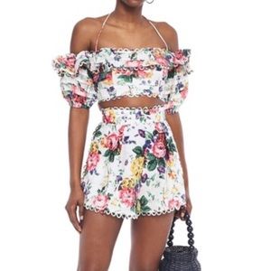 Zimmermann floral linen crop top, size 0